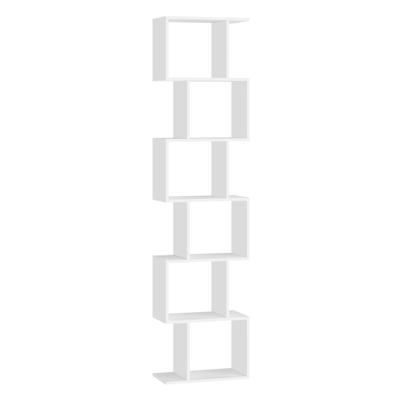 Vrijstaande boekenkast met meerdere niveaus en open opbergruimte, Matwit / 6 niveaus (40B cm)