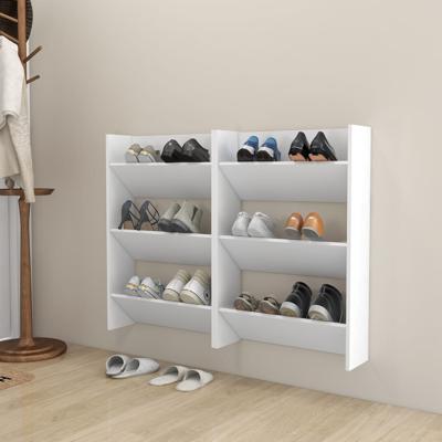 Wandschoenenkasten 2 st 60x18x90 cm spaanplaat wit
