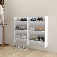 Wandschoenenkasten 2 st 60x18x90 cm spaanplaat wit Wandschoenenkasten 2 st 60x18x90 cm spaanplaat wit