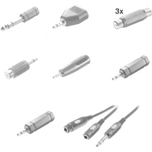 SpeaKa Professional SP-7870280 tussenstuk voor kabels 6.3mm/6.3mm/3.5mm/3.5mm/3.5mm/3.5mm/3.5mm/RCA/RCA/RCA 2x 6.3mm/3.5mm/2x 3.5mm/3.5mm/6.3mm/3.5mm/RCA/RCA/RCA/RCA Zwart