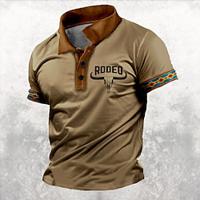 Cowboy Vintage Sportkleding Voor heren POLO Shirt Korte mouw Formeel Buiten Werk Lente zomer 3D Afdrukken Strijkijzer Khaki Micro-elastisch Polyester Lightinthebox