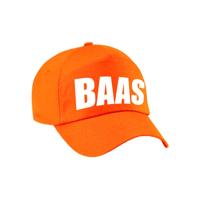 Baas verkleed petje - baseballcap - oranje - voor volwassenen - met tekst