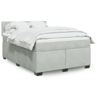 Boxspring met matras fluweel lichtgrijs 140x190 cm
