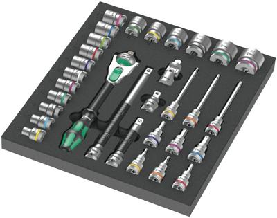 Wera 9722 Schuimrubberen inzetstuk met 8000 C Zyklop ratel 1/2" Set 1, 31-delig - 05150112001
