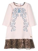 Roberto Cavalli Junior robe volantée à manches longues - Rose