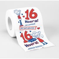 2x Cadeau toiletpapier rollen16 jaar verjaardag versiering/decoratie