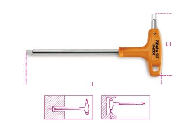 Beta Haakse stiftsleutels met krachthandgreep, vervaardigd uit roestvast staal 96T INOX 6 - 000961941