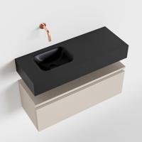 Toiletmeubel Mondiaz Andor | 80 cm | Meubelkleur Linen | Lex vrijhangend wastafel Urban Links | Zonder kraangat