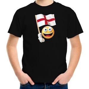 Engeland supporter / fan emoticon t-shirt zwart voor kinderen