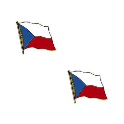 Pin Vlag Tsjechie - 2x - 2 cm - vlaggen speldje - supporter - mini broche