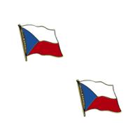 Pin Vlag Tsjechie - 2x - 2 cm - vlaggen speldje - supporter - mini broche