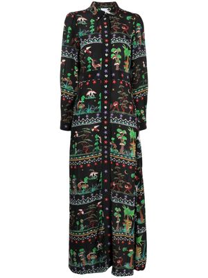 Hayley Menzies robe longue imprimée en soie - Noir