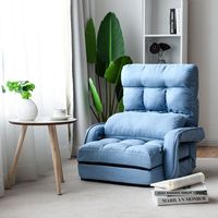 Slaapbank Verstelbare Vouwbare Stoel Bank Fauteuil voor Huis en Kantoor Blauw - thumbnail