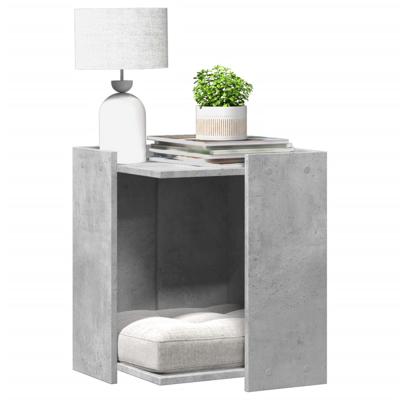 Kattenbakkast 42x42x51 cm bewerkt hout betongrijs
