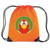 Papegaai dieren trekkoord rugzak / gymtas oranje voor kinderen - thumbnail