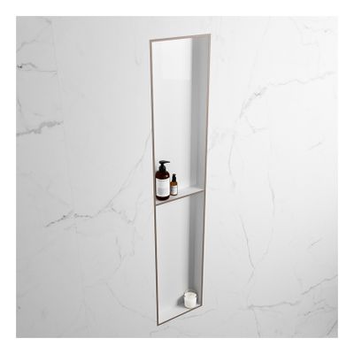 Wandnis Solid Surface Easy | In- en opbouw | 30x90x8 cm | 2 vakken | Smoke/Talc