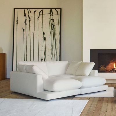 Kave Home 3-zits Loungebank 'Gala' Met dubbele chaise longue, Chenille, kleur Wit