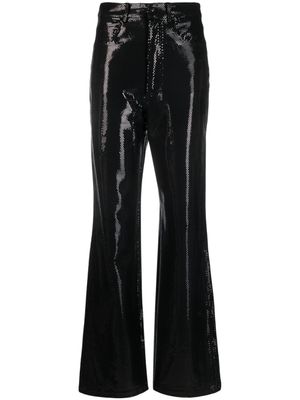 ROTATE BIRGER CHRISTENSEN pantalon en jersey métallisé à coupe droite - Noir
