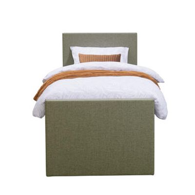 Boxspring met voetbord Liv egaal - groen - 90x200 cm - slanke poot - Leen Bakker