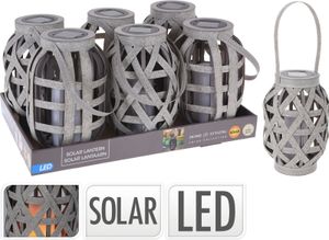 Solar lantaarn grijs rotan led