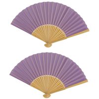 Spaanse handwaaier - 2x - special colours - lavendel - bamboe/papier - 21 cm