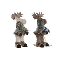 Decoratieve figuren DKD Home Decor Kerstmis Rendier Natuurlijk polyestyreen (15 x 16 x 35 cm) (2 Stuks)