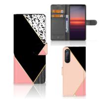 Sony Xperia 5II | Book Case | Zwart Roze Vormen