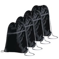 Sport gymtas/rugtas/draagtas - 4x - zwart met rijgkoord 34 x 44 cm van polyester