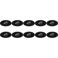 Spot Armatuur 10 Pack - Pragmi Alpin Pro - GU10 Inbouwspot - Rond - Zwart - Aluminium - Kantelbaar - Ø92mm