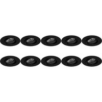 Spot Armatuur 10 Pack - Pragmi Alpin Pro - GU10 Inbouwspot - Rond - Zwart - Aluminium - Kantelbaar - Ø92mm