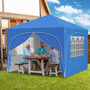 3 x 3 M Paviljoen met 4 Afneembare Zijwanden Tuinzelt Inclusief Rol tas 8 Haringen 4 Ankers Blauw