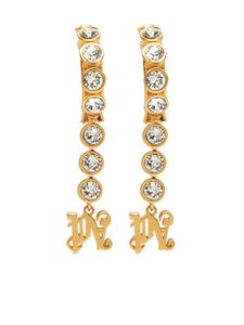 Palm Angels crystal-embellished monogram earrings - Or