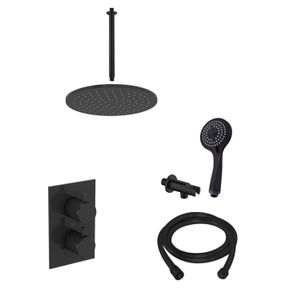 Inbouw Regendouche Set BWS 20 cm Plafonduitloop 3 Standen Handdouche Mat Zwart