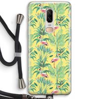 Flamingo party: OnePlus 6 Transparant Hoesje met koord