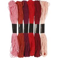 Creativ Company Borduurgaren, dikte 1 mm, rode harmonie, 6 bol/ 1 doos