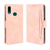 Voor Galaxy A10s portemonnee stijl huid voelen kalf patroon lederen draagtas met aparte kaartsleuf (roze)