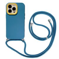 iPhone 13 hoesje - Backcover - Koord - Extra valbescherming - TPU - Donkerblauw