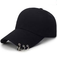 Unisex casual effen kleur verstelbare Baseball caps met ring (zwart) Unisex casual effen kleur verstelbare Baseball caps met ring (zwart)