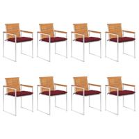 Tuinstoelen 8 st met kussens massief acaciahout