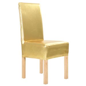 VidaXL 6 st stoelhoezen recht stretch goud