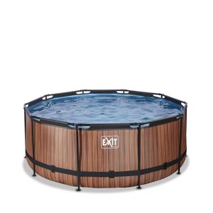 EXIT Wood zwembad - 360 x 122 cm - met zandfilterpomp en trap