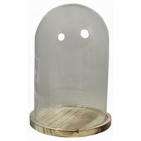 Sier Stolp op houten plateau - glas - 25 cm - deco stolpen