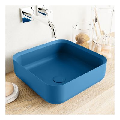 Waskom Mondiaz Binx | 36x13x36 cm | Solid Surface | Vrijstaand | Vierkant | Jeans