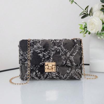 Bon&Bon Pattern Small Square Bag - Chain Strap Crossbody Handbag Black-3