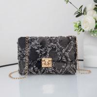 Bon&Bon Pattern Small Square Bag - Chain Strap Crossbody Handbag Black-3