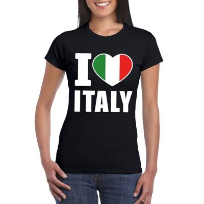 I love Italy supporters t-shirt - voor dames - zwart - Italie thema - landen - kleding I love Italy supporters t-shirt - voor dames - zwart - Italie thema - landen - kleding