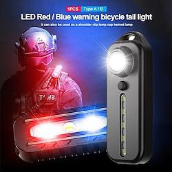 led rood en blauw schouderpolitielicht met clip usb oplaadbare zaklampen waarschuwing veiligheidsfakkel fiets waarschuwingslantaarn Lightinthebox