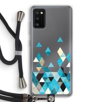 Gekleurde driehoekjes blauw: Samsung Galaxy A41 Transparant Hoesje met koord