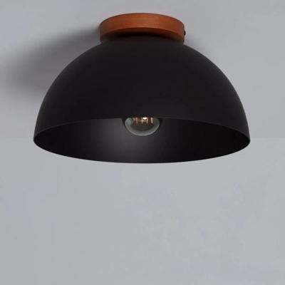 Plafondlamp zwart met hout & E27 fitting &apos;Nola&apos;