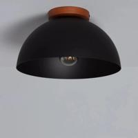 Plafondlamp zwart met hout & E27 fitting &apos;Nola&apos;